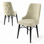 Hanah Home Juego de Sillas Crema y Negro, Patas de Madera, 4 Piezas, 46x94x46 cm